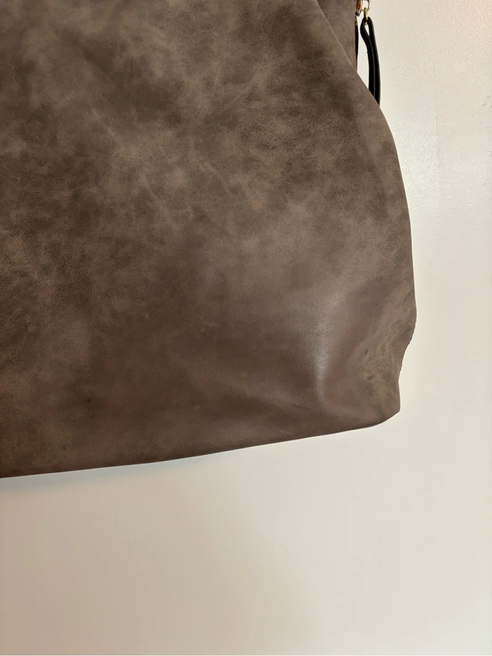Everyday Faux Leather Braided-Handle Shoulder Bag in Lived In Gray Casual Purse